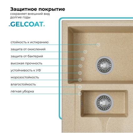 Мойка кухонная POLYGRAN BRIG 770 (опал №328)